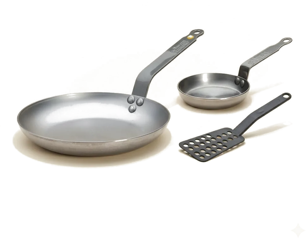 De Buyer MINERAL B Classic Carbon Steel Ultimate Egg Kit