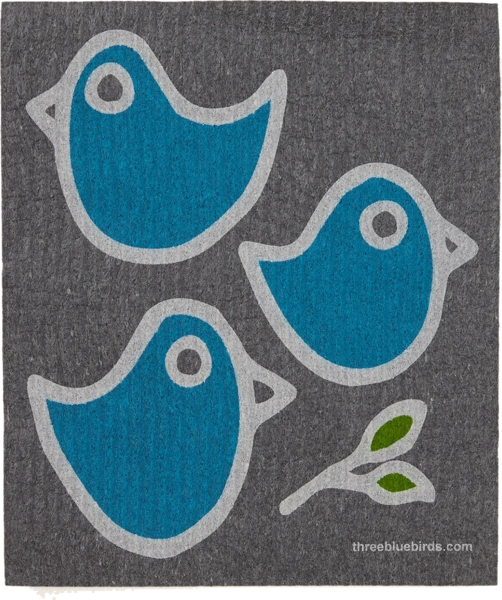 Three Bluebirds Swedish Dishcloth